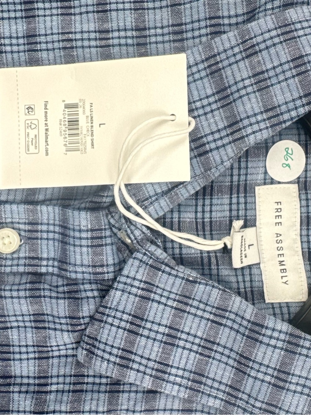 Blue Checked Men's Button-Up Shirt - Picture 4 of 4